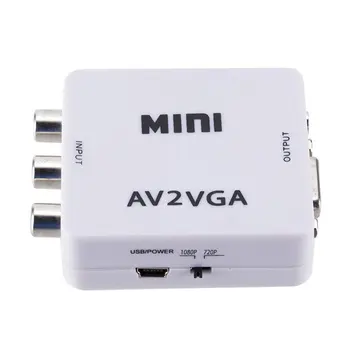 Mini HD AV2VGA Vaizdo Keitiklis, Konverteris su 3.5 mm Audio AV VGA Konverteris Conversor PC prie TV HD Kompiuteris su TV