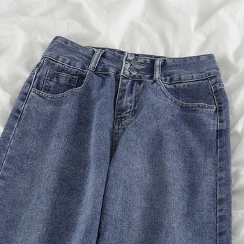 Moterų Kelnės 2021 M. Pavasarį Universalus Atsitiktinis Streetwear Didelis Juosmens Tiesiai Kelnių Jausmą Dizaino Retro Plauti Baggy Jeans