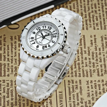 Moterų Laikrodžiai Top Brand Prabangos Baltas Kvarcas Diamond Moteriški Rankiniai Laikrodžiai Keramikos Žiūrėti Moterims Relogio Feminino
