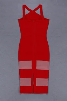 Moterų Sexy Raudona V-kaklo Striepd Kelio Ilgis Viskozė Tvarstis Suknelė Aukštos Kokybės Elegantiškas Šalis Bodycon Suknelė Vestido