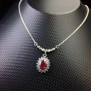 Natūralus raudonasis rubinas, perlas Elegantiškas Mielas turas Diana karoliai natūralus akmuo pakabukas karoliai S925 sidabro mergina šalis dovana, juvelyriniai dirbiniai