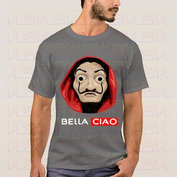 Naujausias 2021 m. Vasaros Dali Kaukė Bella Ciao Logotipas, Medvilnės Drabužius Atsitiktinis Marškinėliai Pateikti Homme Viršūnes Tees S-4XL