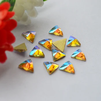Ne karštųjų Pataisų Kristalų, Cirkonio Trikampis Flatback Kristalai Nagų Dailės Klijai Ant Masės 3D Nagų Dekoravimo Perlus