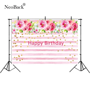 NeoBack Vinilo Fotografijos Fone Individualų Gimtadienio Fotografia Pink Gėlių Juostelės Vaikų Šeimų fotostudija
