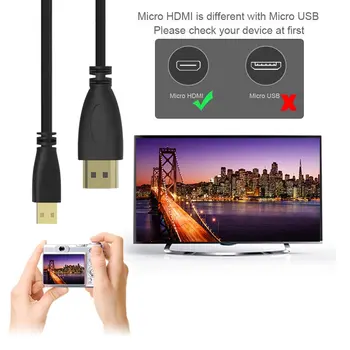 Nuostabiai Sukurta Patvarus 1 M micro HDMI į HDMI 1080p Vielos Kabelis TV AV Adapterį Mobiliesiems Telefonams, Tabletės HDTV