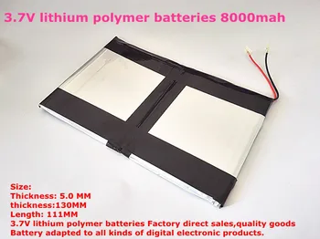 Planšetinio kompiuterio baterija 3,7 V ličio polimerų akumuliatoriai didelės talpos 8000mah 9 -colių 