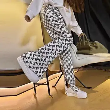 Pledas Kelnės Moterims Atsitiktinis Chic Negabaritinių 2XL Prarasti Pločio Kojų Kelnės Ins Retro Paaugliams Harajuku Hip-hop Visas rungtynes, Unisex Streetwear