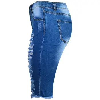 Plus size 34-46! Naujas moterų šortai, džinsai trumpas džinsinis aukšto juosmens skylę seksualus karštą vasaros mados