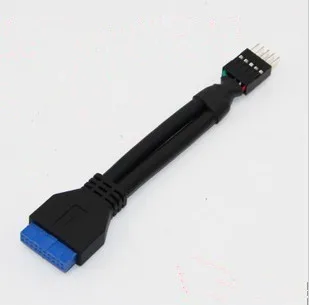 Priekinė Plokštė USB Dupont 9Pin Male į USB 3.0 20Pin Maitinimo ilgiklis 12cm Black
