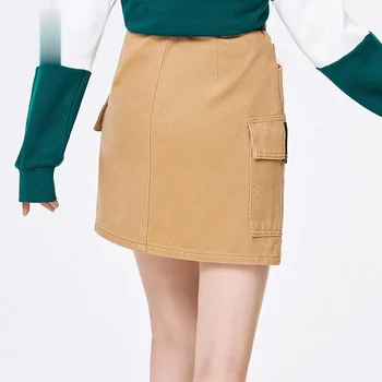 Pusė ilgio sijonas moterims 2021 žiemos naujas-line atrodo plonas, gražus mados tendencija įrankiai sijonas asmenybės sijonas ins