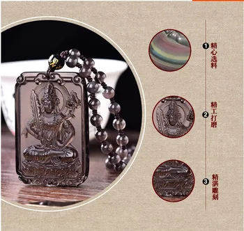 Rankų darbas Carven Amuletas Nekilnojamojo ledo obsidianas akasagarbha Buda Pakabukas Pasisekė Rutuliukų Karoliai TALISMANAS