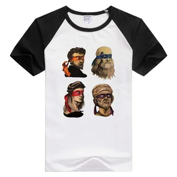 Renesanso Mutant Ninja Menininkų Mikelandželas Raffaello ir Da Vinci trumpas rankovės atsitiktinis Vyrai Moterys T-shirt GA1495