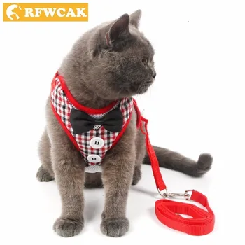 RFWCAK 1 Set Naminių Kačių ir Šunų Panaudoti Saugos Pėsčiomis Katės Antkaklio, Pavadėlio Pet Traukos Elegantiškas Saldus Stilius Mielas Striukė Pavadėlio Pet products