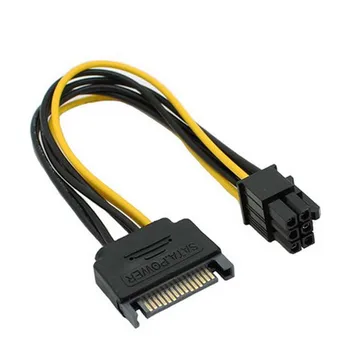 SATA Maitinimo Kabelis 15 Pin 6-Pin PCI EXPRESS, PCI-E, Sata Grafika Konverteris, Adapteris, Vaizdo plokštės, Maitinimo Kabelis KQS8