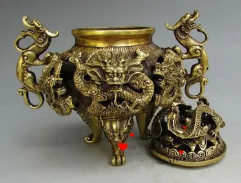 Senovinių Kinų Fengshui Žalvario Devyni Drakonai Smilkalų Degiklis Statula Qianlong Ženklas