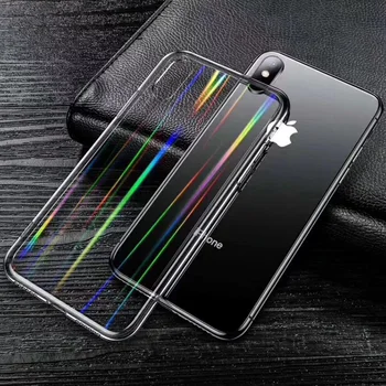 Skaidrus Aurora Lazerio Soft Case for iPhone 11 Pro 6S 6 Plius Spindintis Blizgus Stiklo Atgal Padengti 