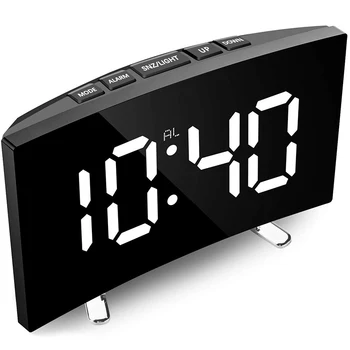 Skaitmeninis Laikrodis-Žadintuvas, 7 Colių Lenktas Pritemdomi LED Ekranas, Skaitmeninis Laikrodis, Vaikų Miegamasis, Balta daug Žadintuvas, Snaudimo Funkcija