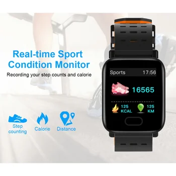 Smart Žiūrėti A6 Vyrų, Moterų Širdies ritmo Monitorius Kraujo Spaudimas Vandeniui Smart Apyrankę Smartwatch Laikrodį 