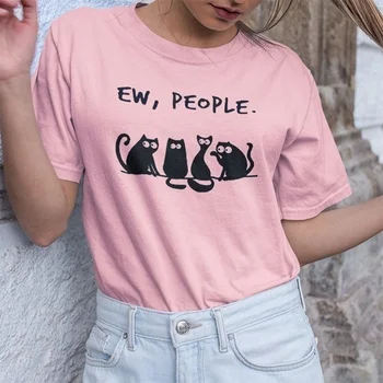 Starqueen-JBH Ew Žmonių Marškinėliai Kawaii Vasarą Moterys T-shirt Mielas Stiliaus Moteris Naujausias Trumpas Rankovės Cute Kačių Tees Pet Viršūnes Tee