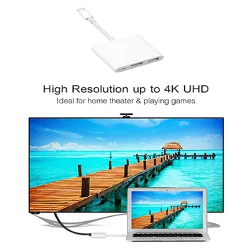 Tipas-C USB 3.1-HDMI Adapteris USB 3.1 Hub USB-C su USB 3.0/ HDMI/ C Tipo Moterų Keitiklio Kabelį, skirtą 