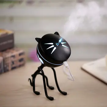 Ultragarso Mini Katės Formos USB Oro Drėkintuvas Difuzorius Rūko Purkštuvu Office Home Automobilio LED Nakties Šviesos Valymo Purkštukai