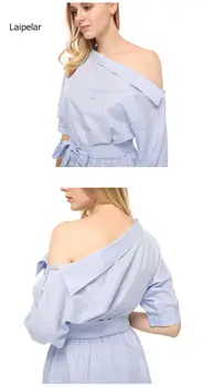 Vasarą Moterys Suknelė Mėlyna Dryžuotas Marškinėliai Trumpa Mini Suknelė Seksualus Pusės Split Pusė Rankovės Paplūdimio Suknelės 2020 Plus Size Sundress
