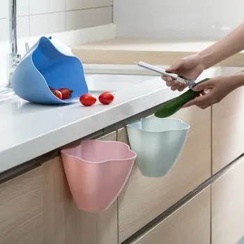 Virtuvėje Kabo Šiukšliadėžės Kabineto Tipo Atidengta PP Plastiko talpinimo Šiukšlių, Nuolaužų Krepšelį Mobileable Šiukšlių Virtuvės Reikmenys