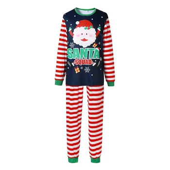 Šeimos Kalėdų Atitikimo Pižama Nustatyti Kalėdos Suaugusiųjų Sleepwear Ilgomis Rankovėmis Viršų Ir Ilgas Kelnes Dryžuotas Kostiumas Pižama Naktiniai Drabužiai