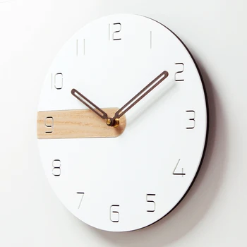 Šiaurės Silent Sieninis Laikrodis Meno Medienos Minimalistinio Sieniniai Laikrodžiai Kambarį Mados Sieniniai Laikrodžiai Modernaus Dizaino Namų Dekoro BB50WC