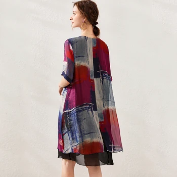 Šilko suknelė moterų vasaros 2020 naujų riebalų mm temperamentas užsienio spausdinimo stiliaus plius dydis mulberry šilko sijonas 7726