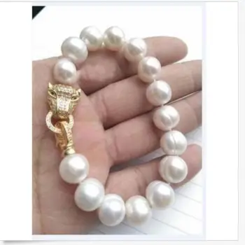 žavinga 12-13mm pietų jūros baroko balta perlų apyrankė 7.5-8