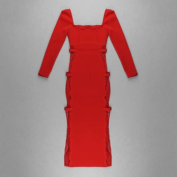 Žiemos Moteris Tvarstis Suknelė 2020 Naujas Long Sleeve Red Naktinis Klubas Šalies Bodycon Dresss Seksualus Vestidos Skraiste Femme Fitneso CX20122